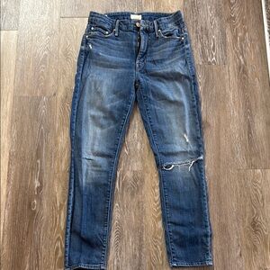 Mother High Waisted Looker Crop Skinny Stones Jeans